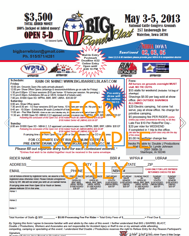 big j barrel blast entry forms